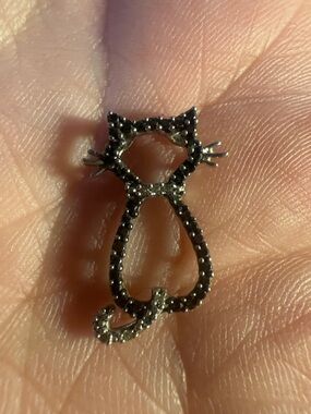 0.33 Carat (Ctw) 10K White Gold Round Black & White Diamond Cat Pendant 1/3 CT